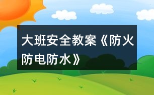 大班安全教案《防火、防電、防水》