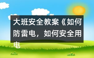 大班安全教案《如何防雷電，如何安全用電》反思