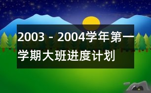 2003－2004學(xué)年第一學(xué)期大班進(jìn)度計(jì)劃