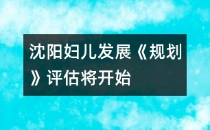 沈陽(yáng)婦兒發(fā)展《規(guī)劃》評(píng)估將開始