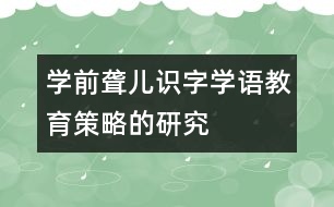 學前聾兒識字學語教育策略的研究