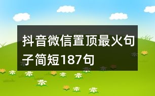 抖音微信置頂最火句子簡(jiǎn)短187句