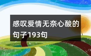 感嘆愛(ài)情無(wú)奈心酸的句子193句