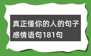 真正懂你的人的句子感情語句181句