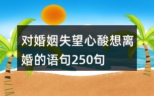 對婚姻失望心酸想離婚的語句250句