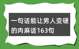 一句話能讓男人變硬的肉麻話163句