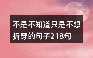 不是不知道只是不想拆穿的句子218句