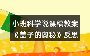 小班科學說課稿教案《蓋子的奧秘》反思