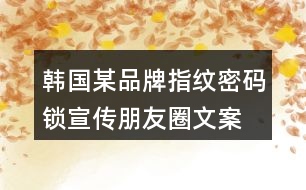 韓國某品牌指紋、密碼鎖宣傳朋友圈文案33句