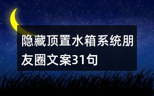 隱藏、頂置水箱系統(tǒng)朋友圈文案31句