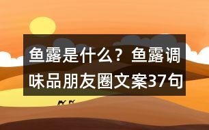 魚露是什么？魚露調(diào)味品朋友圈文案37句