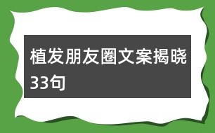 植發(fā)朋友圈文案揭曉33句