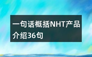 一句話概括NHT產品介紹36句