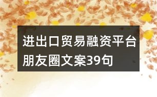 進出口貿(mào)易融資平臺朋友圈文案39句