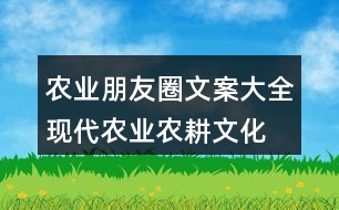 農(nóng)業(yè)朋友圈文案大全：現(xiàn)代農(nóng)業(yè)、農(nóng)耕文化朋友圈文案33句