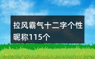 拉風(fēng)霸氣十二字個性昵稱115個