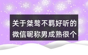 關(guān)于桀驁不羈好聽的微信昵稱男成熟很個性144個