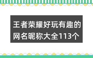 王者榮耀好玩有趣的網(wǎng)名昵稱大全113個