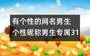 有個性的網(wǎng)名男生 個性昵稱男生專屬316個