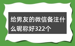 給男友的微信備注什么昵稱好322個