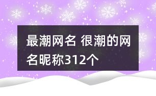 最潮網(wǎng)名 很潮的網(wǎng)名昵稱(chēng)312個(gè)