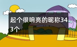 起個很響亮的昵稱343個