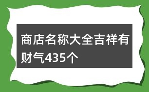 商店名稱大全吉祥有財氣435個