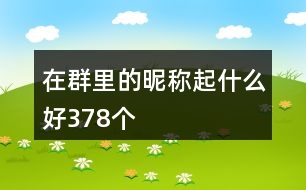 在群里的昵稱起什么好378個(gè)