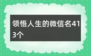 領(lǐng)悟人生的微信名413個(gè)