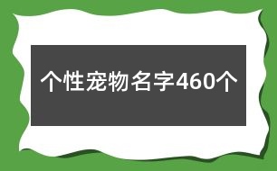 個性寵物名字460個