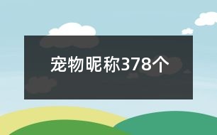 寵物昵稱378個