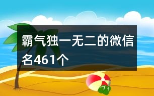 霸氣獨(dú)一無二的微信名461個