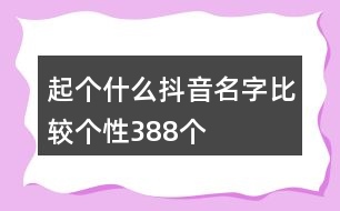 起個什么抖音名字比較個性388個