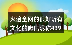 火遍全網的很好聽有文化的微信昵稱439個