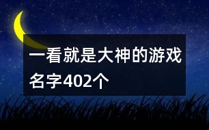 一看就是大神的游戲名字402個