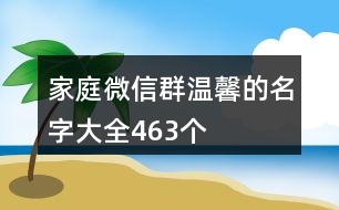 家庭微信群溫馨的名字大全463個