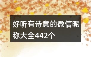 好聽有詩意的微信昵稱大全442個