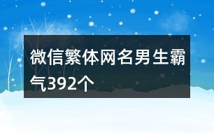 微信繁體網(wǎng)名男生霸氣392個