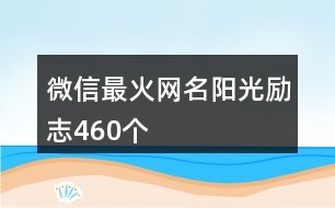 微信最火網(wǎng)名陽光勵志460個