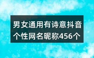 男女通用有詩意抖音個(gè)性網(wǎng)名昵稱456個(gè)