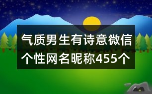 氣質(zhì)男生有詩(shī)意微信個(gè)性網(wǎng)名昵稱455個(gè)