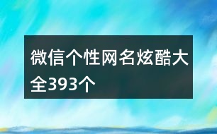 微信個(gè)性網(wǎng)名炫酷大全393個(gè)