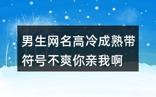 男生網(wǎng)名高冷成熟帶符號—不爽你親我啊390個