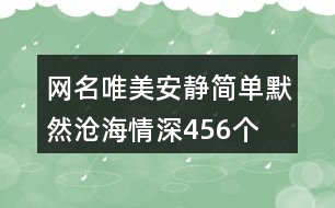 網(wǎng)名唯美安靜簡單—默然滄海情深456個