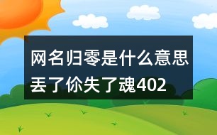 網名歸零是什么意思—丟了伱失了魂402個