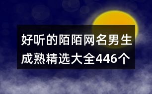 好聽(tīng)的陌陌網(wǎng)名男生成熟精選大全446個(gè)