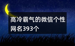 高冷霸氣的微信個性網(wǎng)名393個