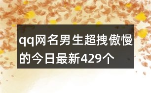 qq網(wǎng)名男生超拽傲慢的今日最新429個