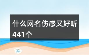 什么網(wǎng)名傷感又好聽441個