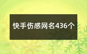 快手傷感網(wǎng)名436個(gè)